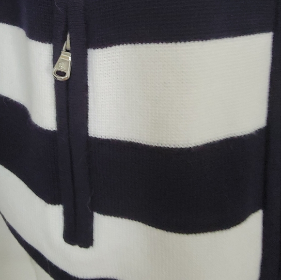 Ralph Lauren Zip Sweater Striped Navy White PM - Picture 3 of 7